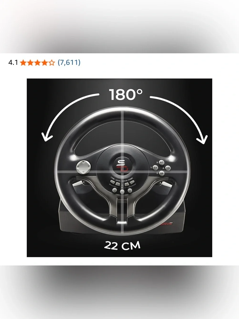 Black Racing Wheel Controller with Pedals